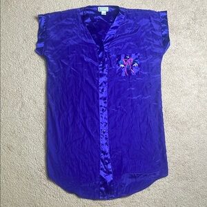 Luxurious Purple Plush Robe with Embroidered Detail